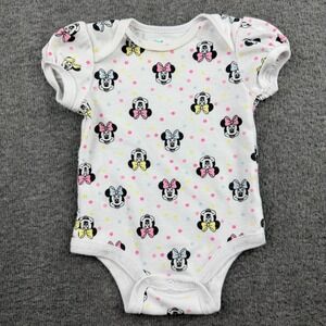 Disney Baby Minnie Mouse Polka Dot‎ Bodysuit 6/9M White Short Sleeve